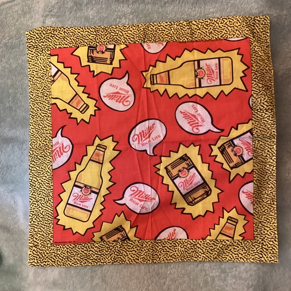 Vintage 80s/90s Deadstock Miller High Life Beer Bandana Pocket Square Wall Art - Picture 1 of 3